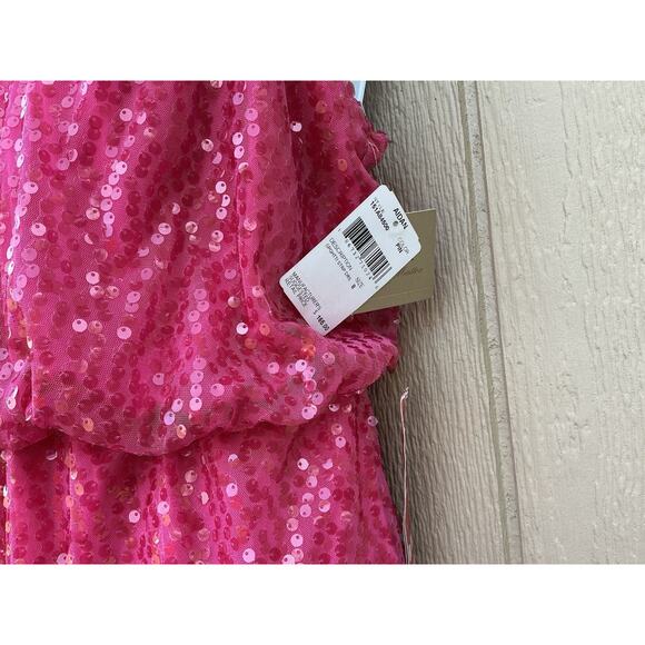 NWT $165 Aidan Mattox Pink Sequins Women Dress Size 8M Glamorous Luxury Barbie - Picture 3 of 15